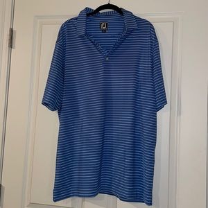 EUC FootJoy Athletic Fit Blue White Stripe Golf Polo